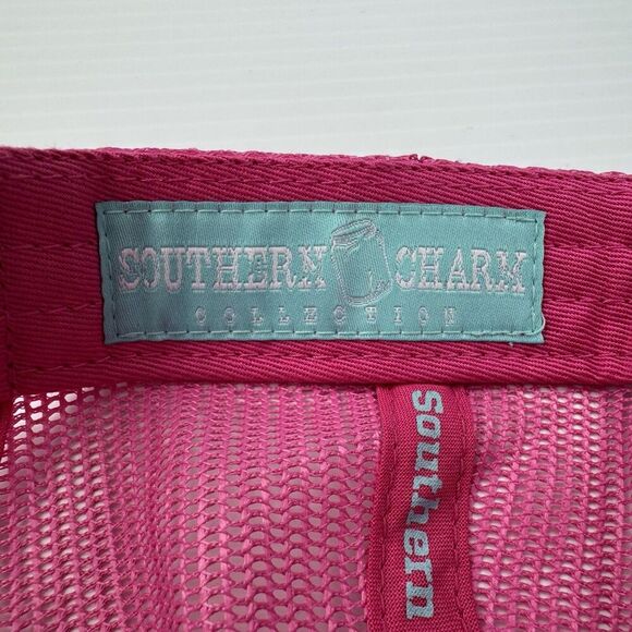 Southern Charm Hat Trucker Cap Aqua Pink Mesh Snapback Distressed Patch OSFM - Picture 3 of 8